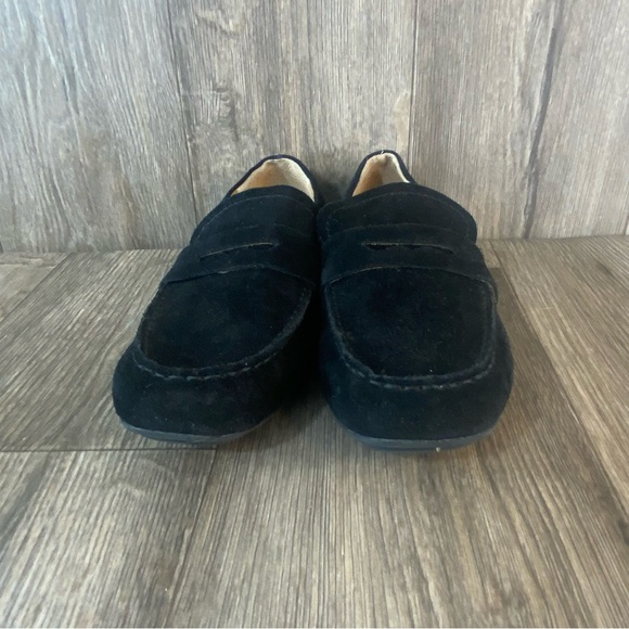 Born Melinda Loafers Women’s 6 Black Leather Suede Slip On Penny Comfy Casual - Picture 3 of 8